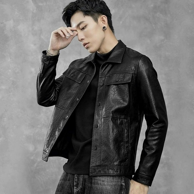 양가죽 자켓 캐주얼 남성 빅사이즈 블랙 천연 가죽 라이더 레더 재킷