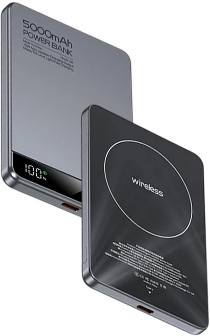 MagSafe 磁吸無線行動電源 10000mAh 超薄合金機身 22.5W快速充電 支援多裝置同時充電 具BSMI/CCC認證, 太空灰【優先消耗+雙彈窗】耳機手機三合一,5000毫安【帶3C標識｜可上飛機】, 太空灰, Q10