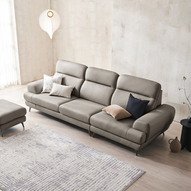 [다우닝] 디오스 4인 전체 천연 면피가죽 소파, 색상:엘뉴그레이