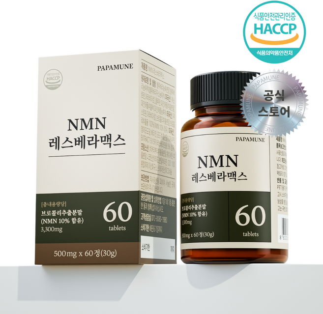 파파뮨 NMN 영양제 엔엠엔 레스베라맥스, 1개, 60정