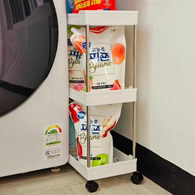 판플리 대용량 수납가능 틈새수납장, 화이트, 1개