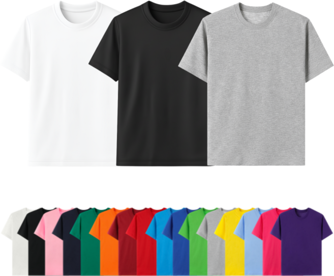 남녀공용 20수 고밀도 면 100% 코마사 무지 라운드 반팔 티셔츠 단체티