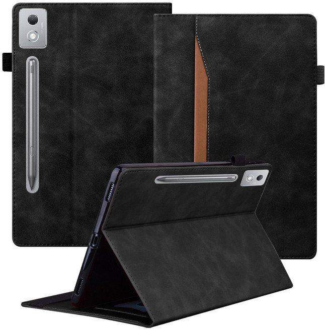 아이디어탭 샤오신패드 프로 12.7 2세대 2025 다이어리 가죽 케이스, 블랙, 1개