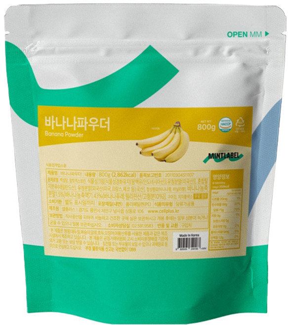 민트라벨 바나나파우더 800g 2개세트, 2개, 1개입