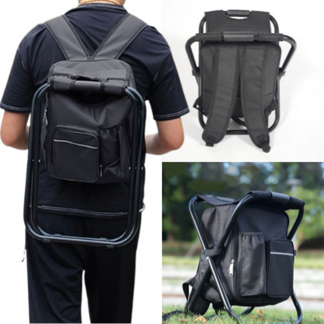 경량 의자일체형 폴딩체어 캠핑 등산 낚시 등가방 백팩 블랙