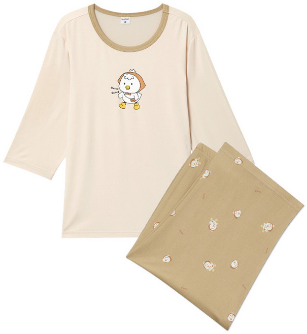 수아팜 여아용 베이비덕 쿨 7부 내의 상하의 세트 (10대 아동 잠옷 주니어 초등 학생 내복 실내복)