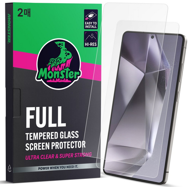 몬스터 고화질 슈퍼강력 투명 강화유리 휴대폰 액정보호필름 2p + 똥손탈출 부착틀, 1세트