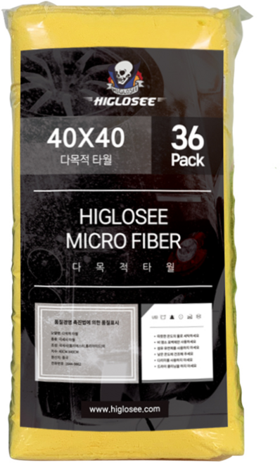 하이글로씨 다목적 극세사 타월 36pack, 옐로우, 1개