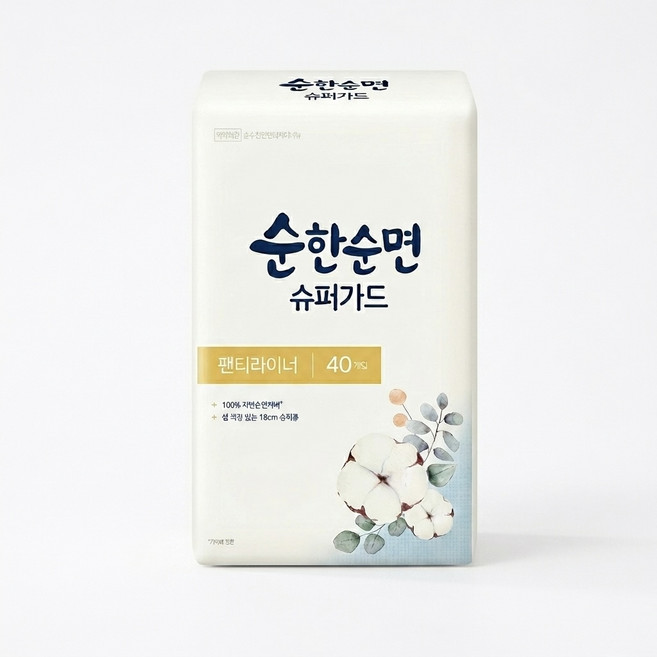 순수한면 슈퍼가드 롱라이너 18Cm 순면 커버, 슈퍼롱, 40개입, 12개