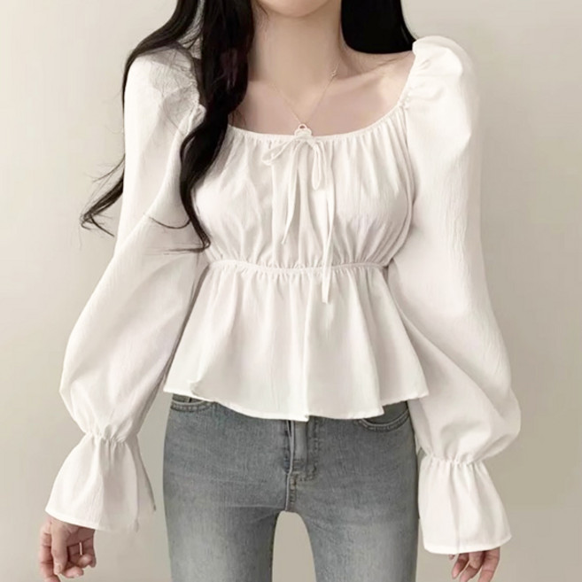 에스알비 오프숄더 퍼프 블라우스
