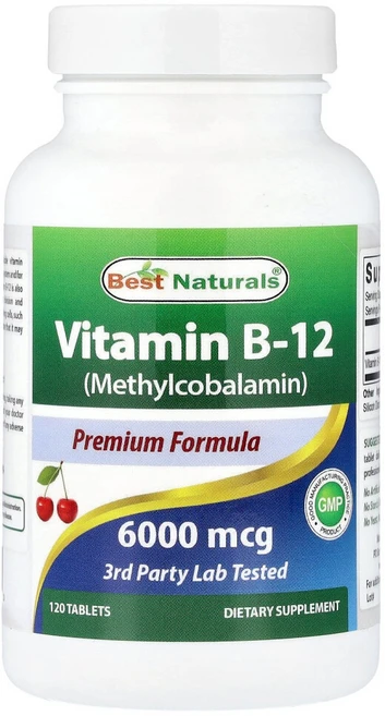 Best Naturals 비타민B-12 (메틸코발라민) 6000mcg 120정, 1개 - 쿠팡