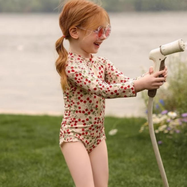 태르태르 여아 프릴 원피스 수영복 모자세트