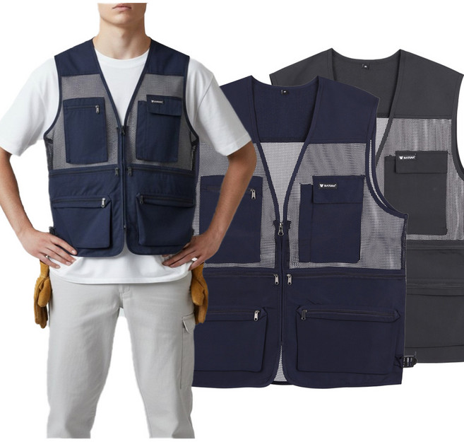 1+1 맨하트 여름 망사조끼 작업복 등산복 6개 주머니 포켓 메쉬 베스트