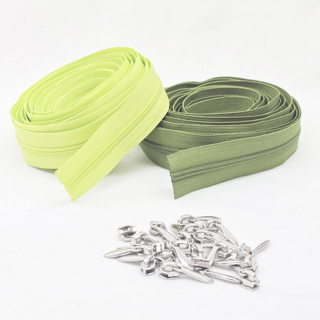 3호 롤지퍼 4.5M (눈물슬라이드 20개), 2개, 연두+카키