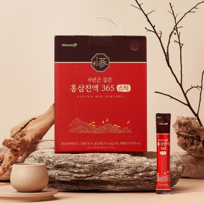 네추럴라이즈 6년근 깊은 홍삼진액 365 스틱 100포, 1kg, 1박스