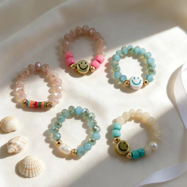 비즈반지 커플 우정 행운 반지 레이어드 데일리 5종세트