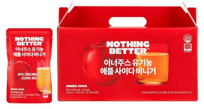 [낫띵베럴] 이너주스 유기농 애플사이다 비니거, 24개, 100ml