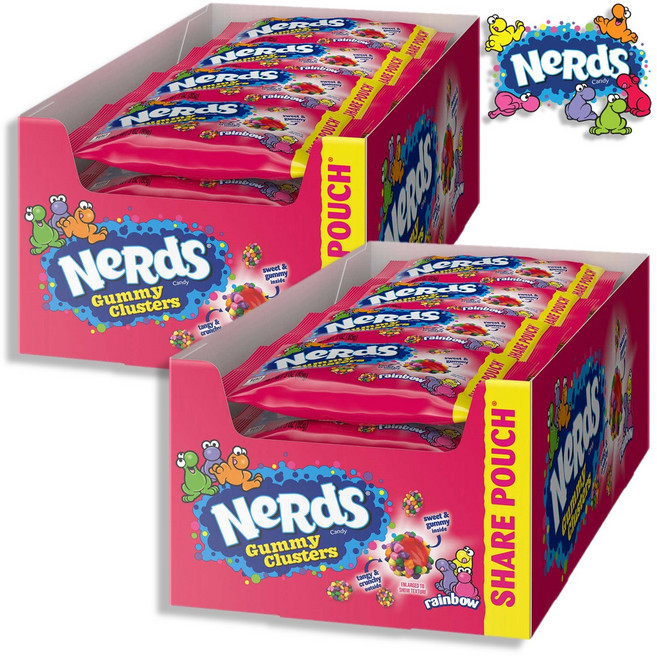 너드 구미 클러스터 레인보우 츄이캔디 3oz(85g) 12팩입 Nerds Gummy Clusters Chewy rainbow Candy 3oz/85g 12 packages, 1.021kg, 2박스