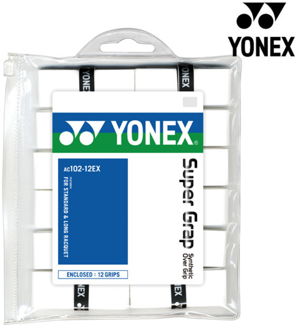 요넥스 AC102EX-12 슈퍼그립 12P 화이트 배드민턴 그립 테니스 골프 당구 오남스포츠