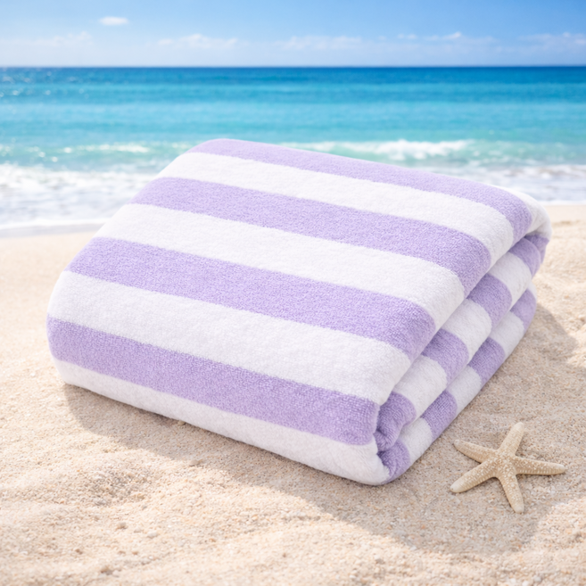웨이브픽 흡수력 좋은 극세사 대형 비치타월 70X140cm, 1개, 퍼플 스트라이프
