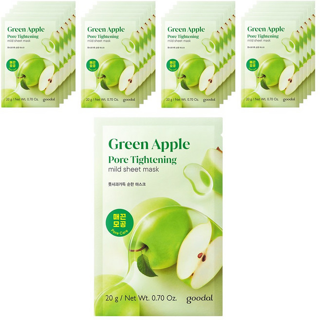 구달 풋사과 가득 순한 마스크 (매끈모공), 20개, 1개입