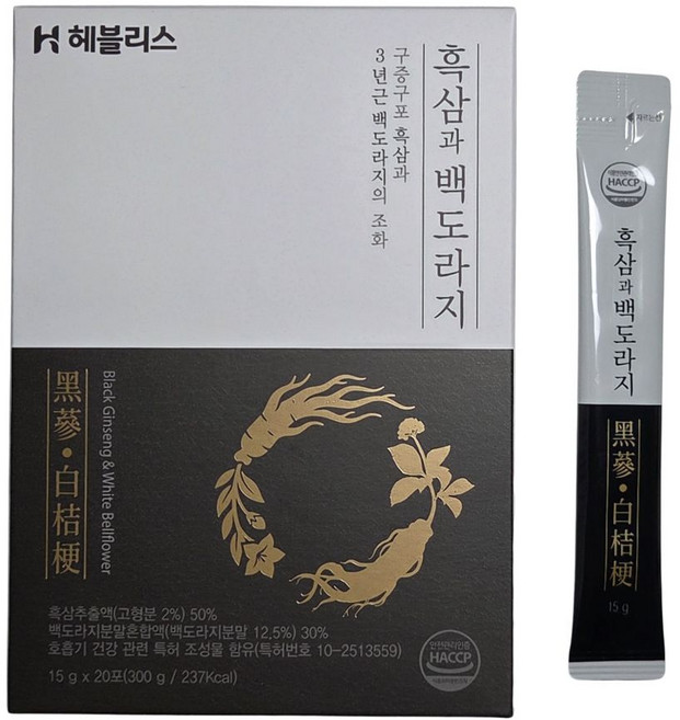 흑삼과 백도라지 구증구포 흑삼과 제주3년근 백도라지 액상스틱, 2개, 300g