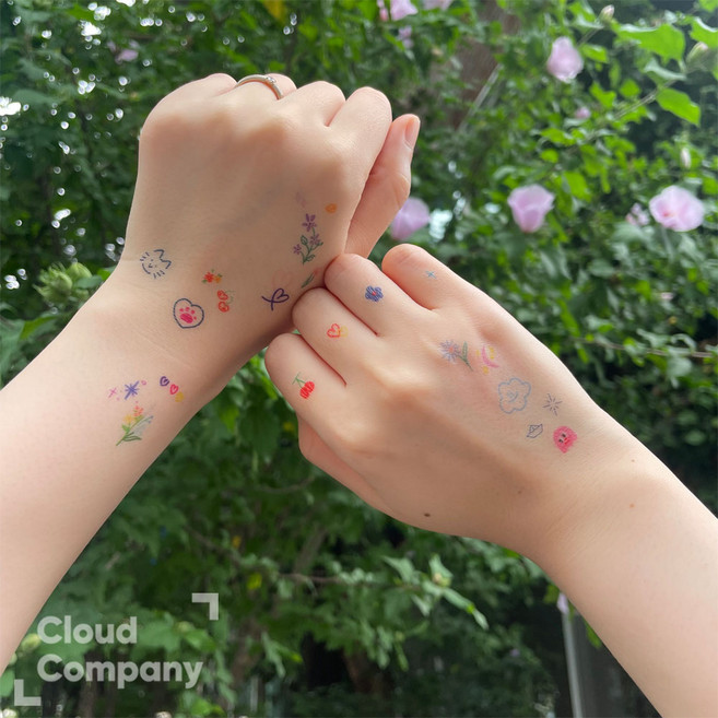 타투스티커 미니 컬러 헤나 꽃 문신 판박이 페이스스티커 물놀이 손목 발목 타투, 18_로즈, 1개