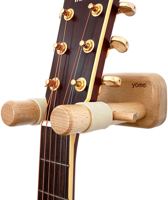 YOMME 吉他壁掛架 民謠古典吉他貝斯牆上掛勾, 原木, 1個
