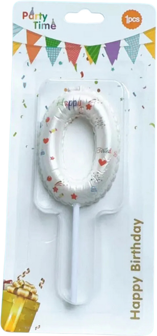 氣球造型數字蠟燭 生日蠟燭 慶生蠟燭 告白蠟燭 情人節 母親節, 1件, 白色氣球數字蠟燭-0, 20g, 無味