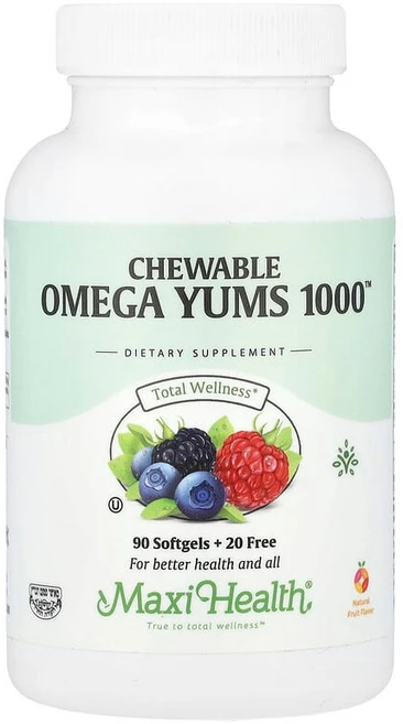 맥시헬스 오메가3 Omega Yums 1000 과일맛 츄어블 소프트젤 110정, 1개 - 쿠팡