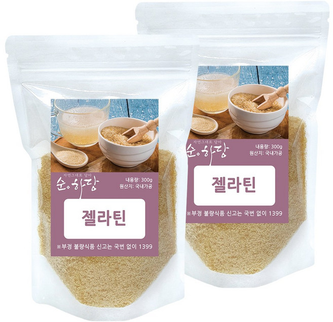 순하당 국내가공 젤라틴 가루 분말, 300g, 2개