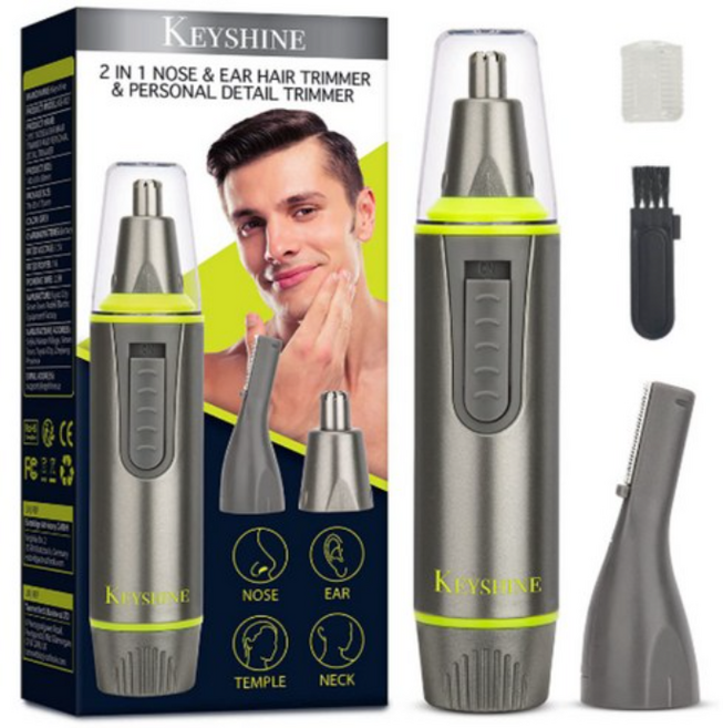 키샤인 2in1 전동 코털제거기 코털정리기 눈썹제거기 귀털정리기 물세척, KE-002