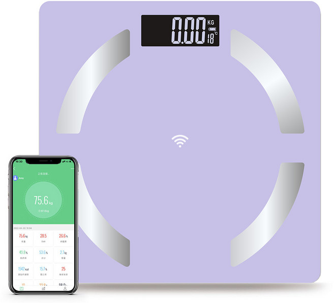 체중계 스마트 체성분 측정기 블루투스 체지방계 가정용 체중계, 1개, 보라색, FZ