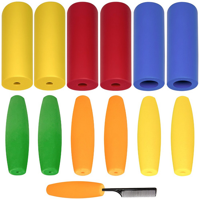 12개 세트 폼 그립 커버 핸들바 커버 폼 그립 자전거 핸들바 커버 스포츠 피트니스 스쿠터 여행 및 오토바이용 검정색 미끄럼 방지 고무 폼 그립 커버