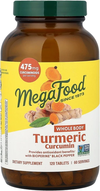 MegaFood 메가푸드 터머릭 커큐민 120 태블릿 건강관리 영양제, 1개, 120정 - 쿠팡