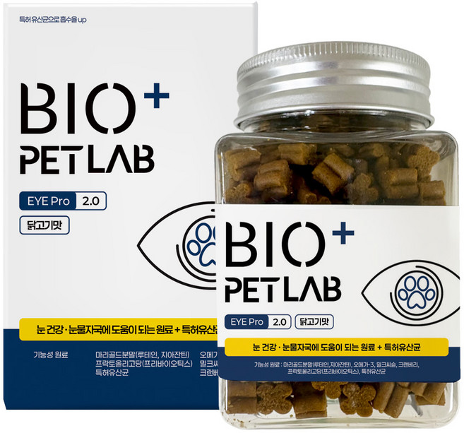 바이오펫랩 아이프로 강아지 눈 영양제 특허 유산균 사균 루테인 눈물자국, 1개, 눈물개선/눈건강+장건강, 180g