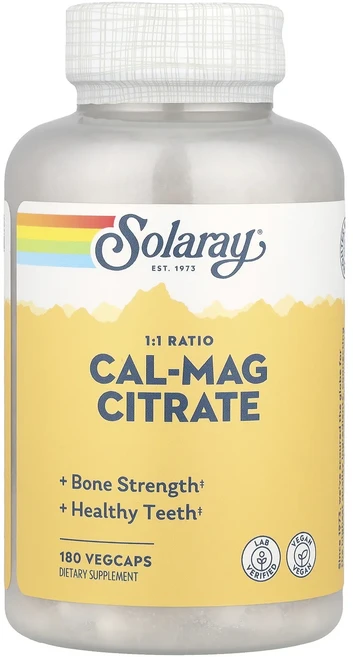 Solaray 칼슘-마그네슘 시트레이트 1:1 비율 베지 캡슐 180정, 1개 - 쿠팡