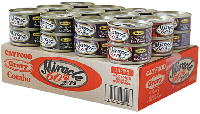 미라클 60 그레이비 고양이 캔, 24개, 콤보, 60g