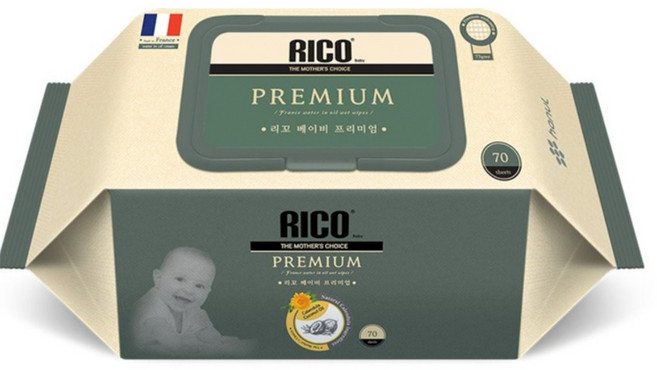 RICO Premium 金盞花特厚濕紙巾 70片裝 箱購, 1個, 6個裝, 75gsm