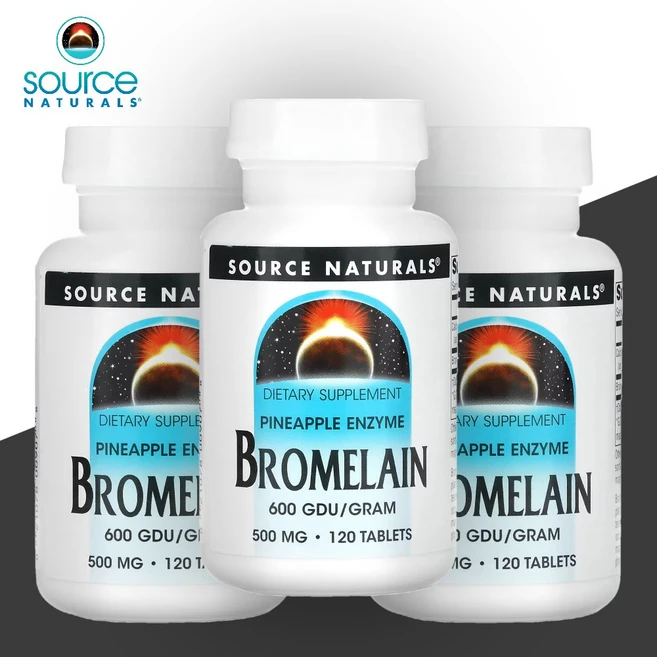 Source Naturals Bromelain 소스 내추럴스 브로멜라인 500mg 120타블렛 3팩, 3개, 120정 - 쿠팡
