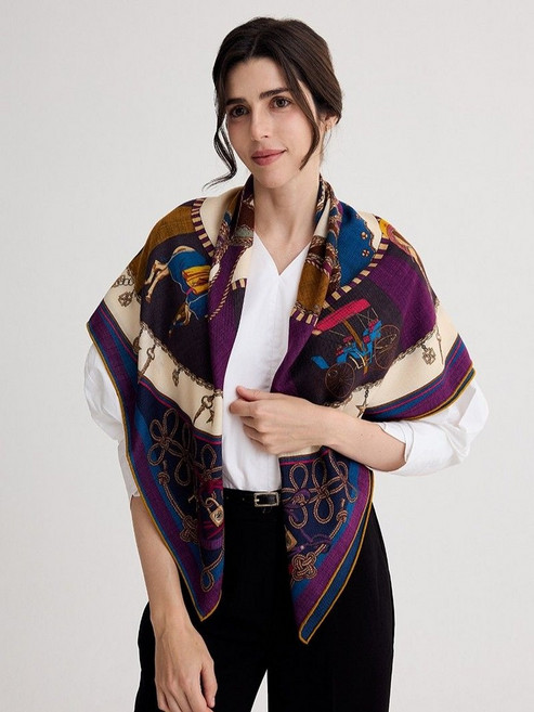 (국내매장정품) 정사각 양면 울 실크 혼방 스카프 FKI011I 240726