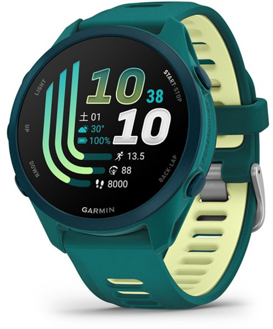 가민 Forerunner 170 Music 포어러너 Teal Green/Citron 티얼 그린/시트론 43mm 실리콘 밴드 AMOLED 유기 EL 경량 러닝 GPS 워치 지원