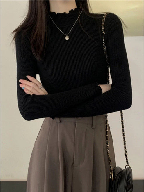 韓版高領保暖上衣 發熱衣 女裝 顯瘦t恤 冬裝 素T 針織