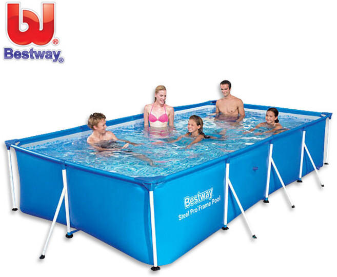 키즈마트 베스트웨이 사각기둥수영장 400 (56405) 간이수영장 기둥풀장 조립식 파이프수영장 물놀이 홈캉스 팬션 애견수영장 애견풀장, 혼합색상, 1개