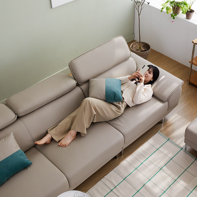 베스트리빙 레옹 무빙헤드 소파 3인/4인용 가죽소파 아쿠아텍스 조야 원단 생활방수 기능, 04.토프 4인 가죽소파