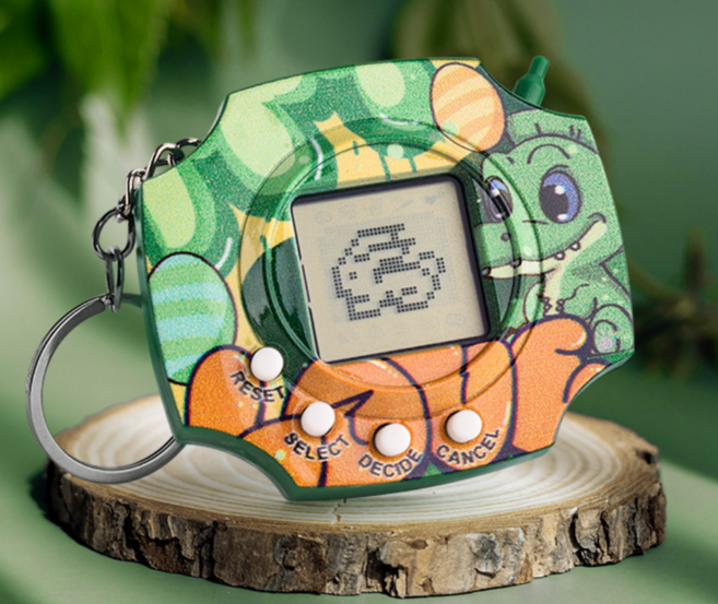 레트로 다마고치 키링 미니 게임기 펫 키우기, 1개, 그린