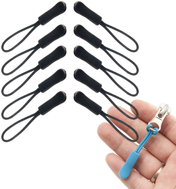 지퍼고리 지퍼 풀러 고리 끈 자크 손잡이 스트랩 줄 점퍼 가방, 20개, 블랙