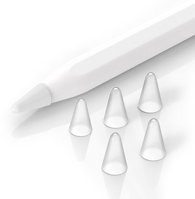 뷰씨 애플펜슬 필기감 개선 펜촉 보호캡 케이스 프로 2세대 1세대 호환, 투명화이트, 5개