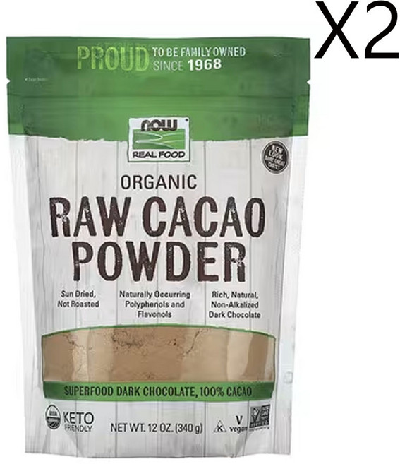 나우푸드 Real Food 유기농 무가공 카카오 가루 340g(12oz), 340g, 136개입, 2개