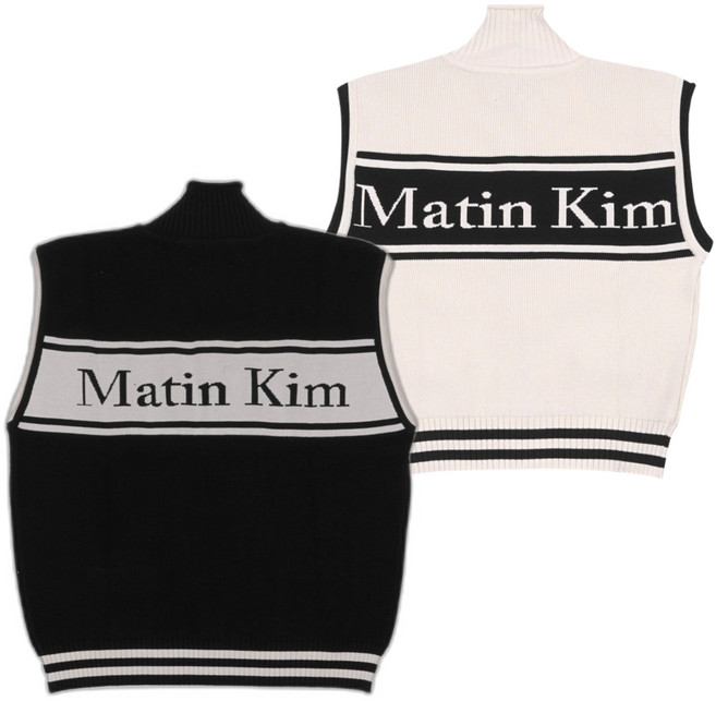 [당일발송] 마뗑킴 스펠 포인트 스트라이프 니트 베스트 조끼 MATIN KIM SPELL POINT STRIPE KNIT VEST + GRAD 정품보증택